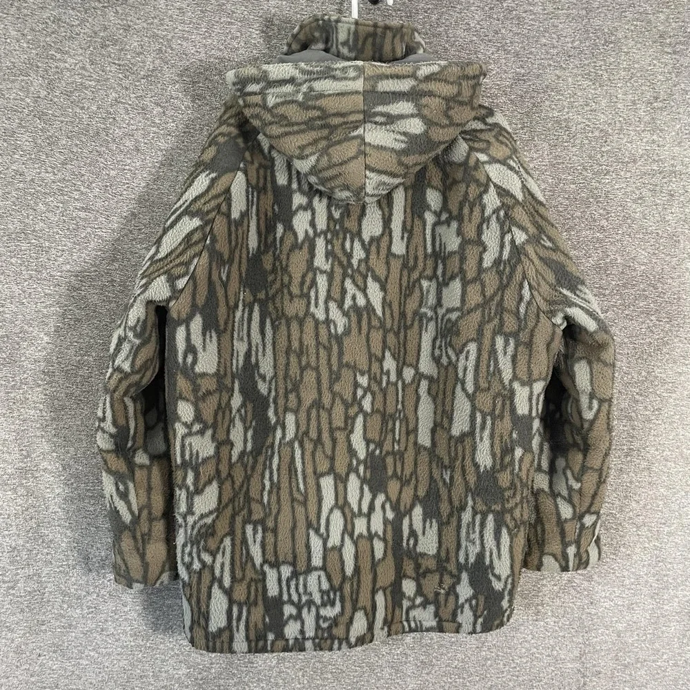 Cabelas Whitetail Jacket Mens XL Camo Fleece Hooded Made USA Hunting Full Zip